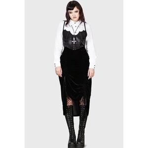 Killstar - Daldina Black Velvet Midi Skirt